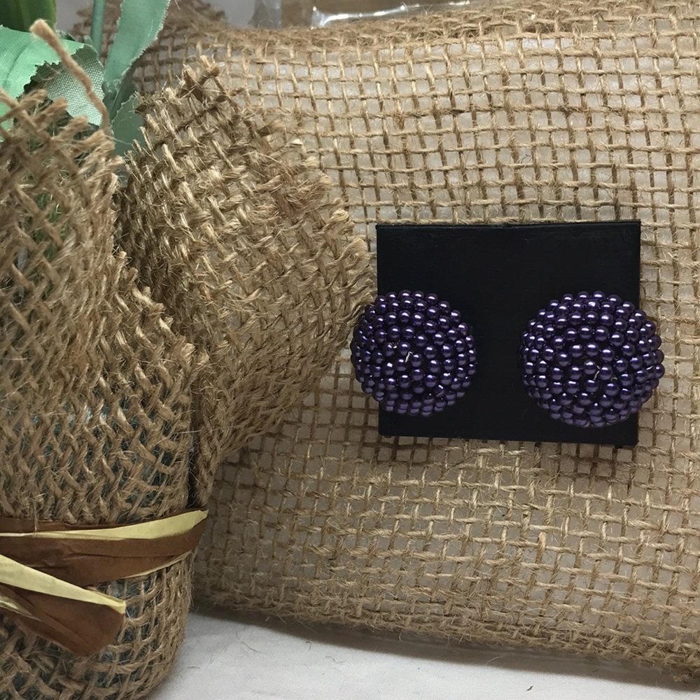 💜Purple round earrings. - Picture 2 of 4